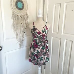Candie's | Y2K: Multicolored Pink Flirty Floral Strap Wrap Romper Dress, Size M